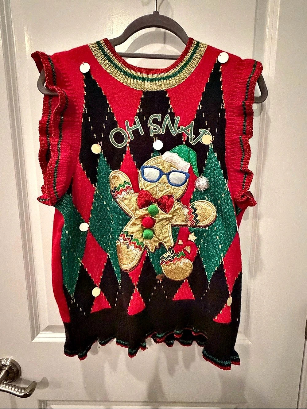 Blizzard Bay Oh Snap Gingerbread Christmas Sweater Vest Medium